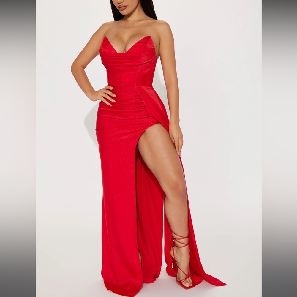 Fashion nova red satin dress